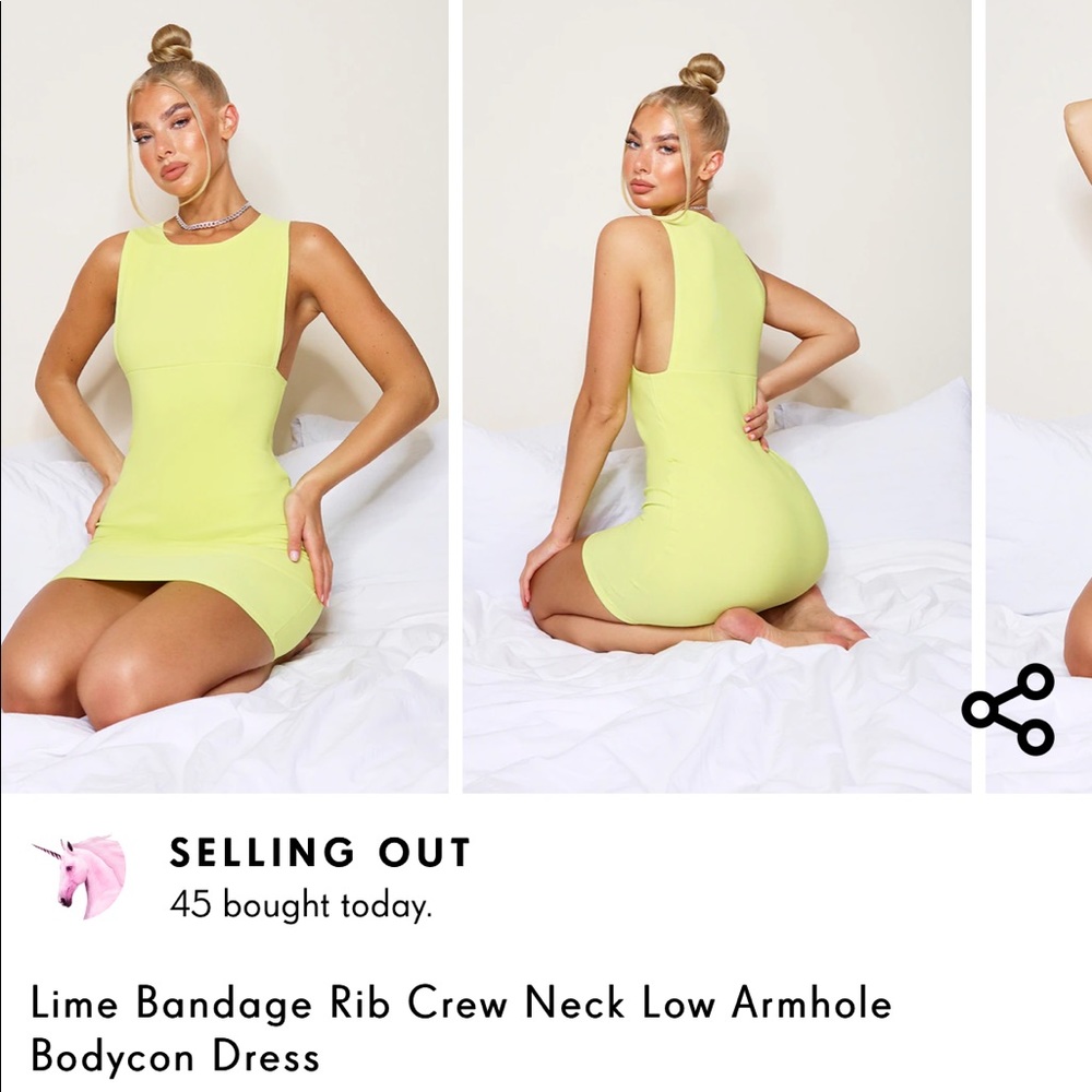 Lime Bandage Crew Neck Low Armhole Bodycon Dress